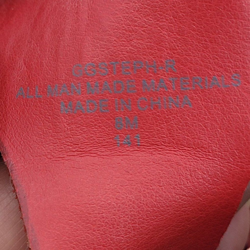 Y2K Guess Strappy Wedge Platform Sandals 8 Red Faux Vegan Leather Chunky Heels - Picture 15 of 15